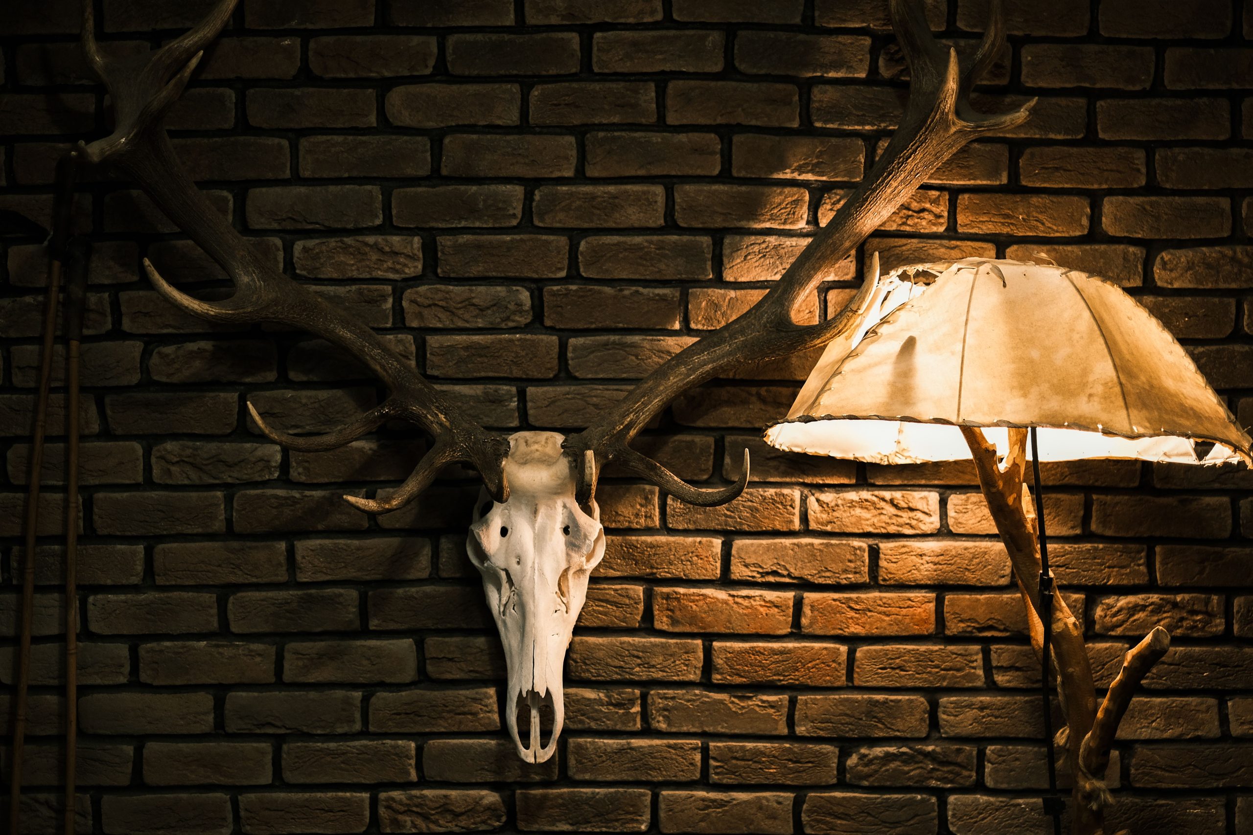 Décoration murale cerf brique lampe chaude